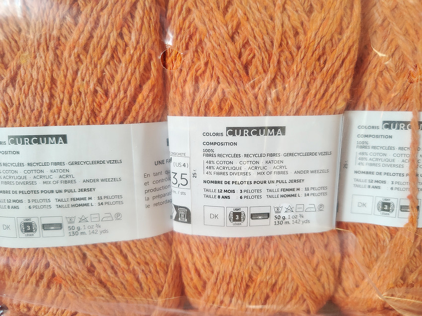 Écoton Curcuma Bergère de France lot de 6 pelotes